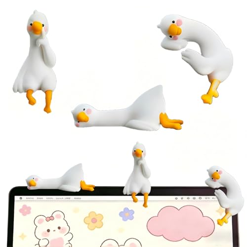 Mini Resin Goose Figurines, 3PCS Cute Goose Figurines for Computer Monitor, Car Dashboard, Office Desk, Stress Relief & Anxiety Relief Gifts, Funny Desk Buddy, Cool Desk Accessories