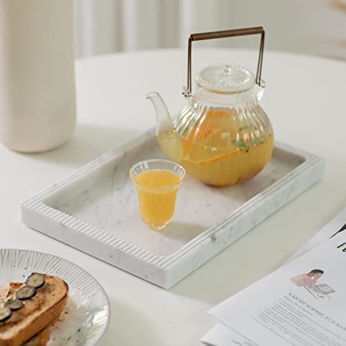 JIMEI Marble Vanity Tray Guest Towel Holder Tray for Bathroom, Coffee Table Tray for Living Room Bathroom Hand Towel Tray, Napkin Holder for Bathroom,White Marble Tray - color: Engraving Tray