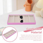 HERCHR Sunglass Organizer, Pink Velvet Glasses Tray 5 Grids Stackable Display Case for Women Glasses Jewelry Display Watch - color: Pink