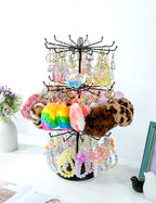 MyGift 3 Tier Classic Large Black Metal Jewelry Tree Holder Organizer with 360 Degree Rotating Arms, Spinning Necklace and Bracelet Tower Display Stand with 36 Hooks and Top Card Holder For storage - color: Black (3 Tier)