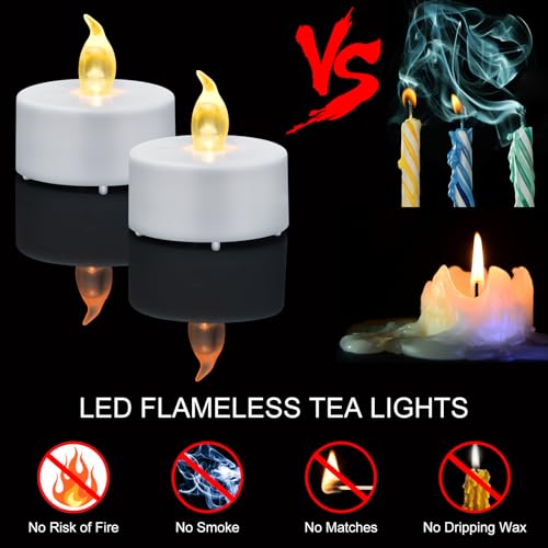 Hanzim Tea Light Candles with Remote Control,Flickering Flameless LED Candle,Long Lasting 400+Hours,Battery Operated with Timer for Home Decoration Seasonal &Festival Celebration WarmYellow (24pcs) - color: Remote-warm yellow, size: 24pack