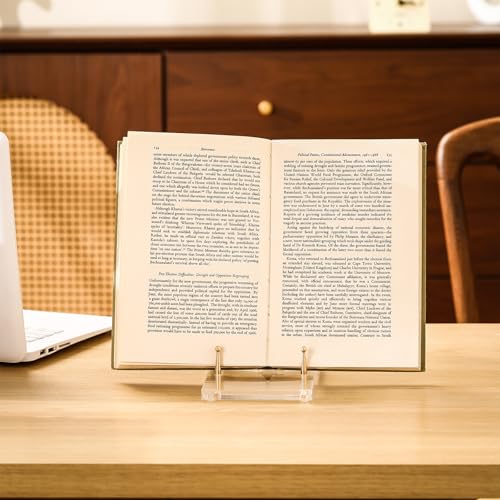 RattanView Acrylic Easel Book Stand 4 x 6 x 6 Inch for Display Clear Plate Stand with Adjustable Gold-toned Hardware Easel Plate Picture Display Holder for Cookbook Picture Frame Magazine