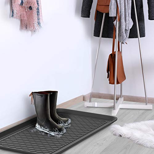 All Weather Boot Tray – Set of 2 Large Water-Resistant Plastic Utility Shoe Mat for Indoor and Outdoor Use in All Seasons by Stalwart (Black) - style: 2-Pack