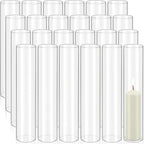 24 Pcs Hurricane Candle Holder Sleeve, W:3.35" H:14" Bottomless Clear Glass Cylinder Candleholder Cover Open Both Ends Glass Chimney, Candle Shade for Centerpieces, Wedding Party Event Decor - size: 3.35"W x14"H