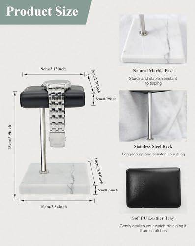 Watch Stand for Men Women Single, Watch Display Stand Holder, Single Watch Holder Watch Stand, Jewelry Stand, Black Marble Watch Stand Display for Watches, Bracelets, Watch Accessory - color: White