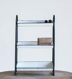 Creative Co-Op Heavily Distressed White 3-Tier Metal Tray with Black Frame & Rim - color: White