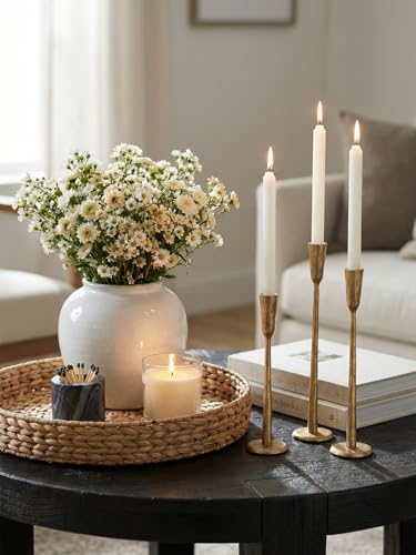 Gold Iron Taper Candle Holder Set of 3, Heavy Wrought Iron Candlestick Holders Decorative Candle Stand, Vintage Candle Holder for Wedding, Dining, Home Decoration - color: Gold