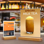 5x7 Inch Acrylic Sign Holder with Wood Base Vertical and Slant Displays(3 Pack 5*7") - size: 3 Pack 5*7"