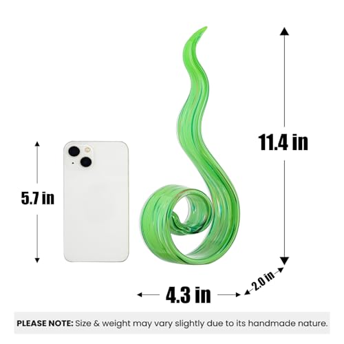11.4" Tall Hand-Blown Glass Sculpture Murano-Style Sculpture Art Ornament Statue Figurines Home Decor Accent Piece Coastal Ocean Nautical Home Decor,Shelf,TV Stand,Tabletop Centerpieces,Wonderful Gift - color: Green