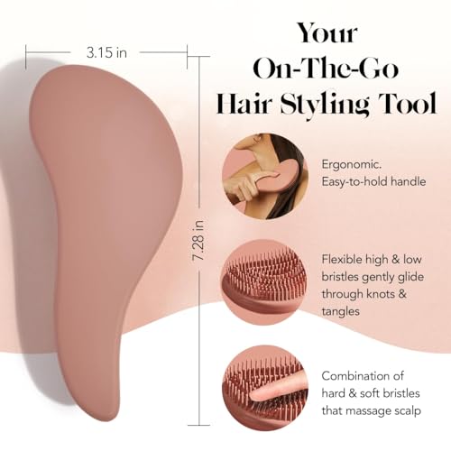 Kitsch Detangler Brush – Gentle Curly Hair Brush with Flexible Bristles for All Hair Types - Wet or Dry | Detangling Hair Brushes for Women & Men, Hairbrush for Adults & Kids - Terracotta - color: Terracotta