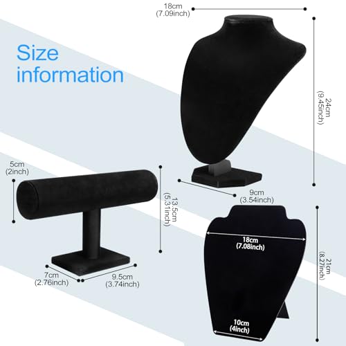‌4-Piece Jewelry Stand and Display Set‌,Black velvet,necklace display and bracelet display,exhibidores para joyeria.