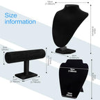 ‌4-Piece Jewelry Stand and Display Set‌,Black velvet,necklace display and bracelet display,exhibidores para joyeria.