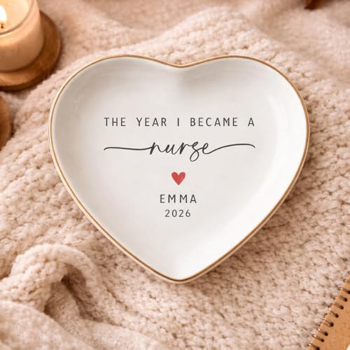 LullabyMall Luxury Custom Nurse Ring Dish, Personalized New Nurse Gift for Women, Nursing Medical School Graduation Gift, RN Gifts, Nurse Appreciation Gift 5 - color: Heart