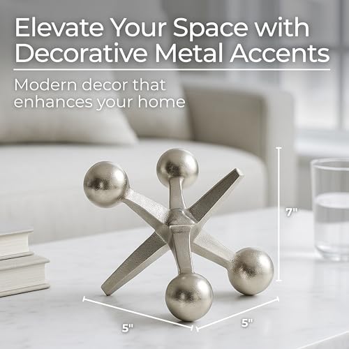 Modern Decorative Sculpture Figurine - Home Accent for Living Room Decor or Bathroom Decor - Elegant Statement Ornament for Shelf or Coffee Table Styling in Office or Any Room - 5" Silver & Metallic - color: Silver/Metallic