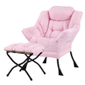 Tiita Lazy Chair with Ottoman, Pink Modern Large Accent Chair, Comfy Leisure Sofa Armchair with Ottoman, Reading Chair with Footrest for Bedroom, Living Room, Dorm Rooms, Pink - color: Peach Skin Pink