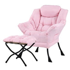 Tiita Lazy Chair with Ottoman, Pink Modern Large Accent Chair, Comfy Leisure Sofa Armchair with Ottoman, Reading Chair with Footrest for Bedroom, Living Room, Dorm Rooms, Pink - color: Peach Skin Pink