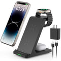 Wireless Charging Station, 3 in 1 Fast Wireless Charger Stand for Multiple Devices Apple Watch Ultra Series 11 10 9 8 7 6 SE 5 4 3 2, iPhone 17 16 15 14 13 12 11 Pro Max/Plus/Air/X/XS/XR, Airpods Pro - color: Black