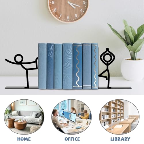 Metal Bookends Yoga-Style Bookends Decorative Cute Book Ends for Shelves Reading Decor Bookshelf Decor Book Stoppers for Bookshelf Home Office Desk Book Lovers Gift - style: Yoga People Decorative Bookends