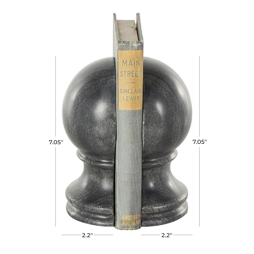 Deco 79 Marble Globe Decorative Bookends Sleek Orb Non Skid Bookends, Set of 2 Office Bookends2 W, 7" H, Black - color: Black, size: 2"W, 7"H