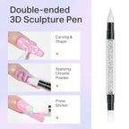 MIZHSE 3D Gel Nail Art Sculpting Gel, 60g Large Capacity Non-Sticky Clear Solid Builder Gels for Nails, Molding Hard Gels for Nail Art Charms, U V LED, with Gold Chrome Powder & Silicone Flower Mold - color: 0-0-Clear