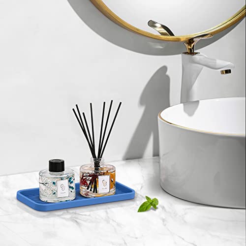 EG-SIPRO Silicone Sponge Holder, Kitchen Sink Organizer Tray, Sponge Caddy Dish Soap Holder, Scrubber, Soap Dispenser, Scouring Pad - color: E-bu, size: 9.3x3.6inch