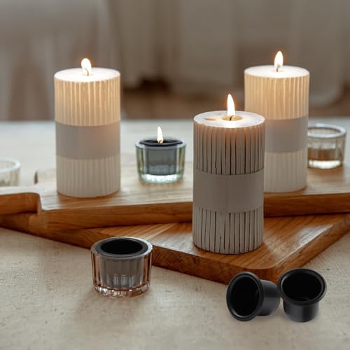 Coshar 30pcs Candle Holders Candlestick Holder Cup Candle Drip Protectors Empty Case for Candle Making, 30x25mm, Aluminum - size: 30x25mm(Black)