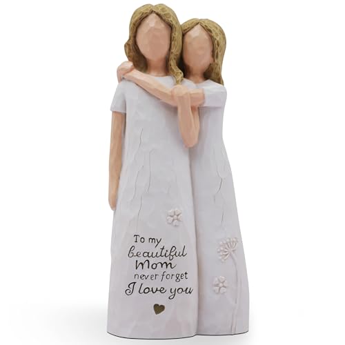 Mom Birthday Gifts from Daughter, Birthday Gift for Mom from Daughter, Valentines Day Gifts for Moms, Sculpted Hand-Painted Figurine - color: White