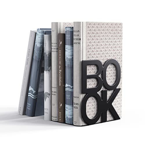 Book Ends,BookEnds Supports for Bookrack Desk,Bookend are Used for Books, Unique Appearance Design,Heavy Duty - color: Black, size: 2 pair