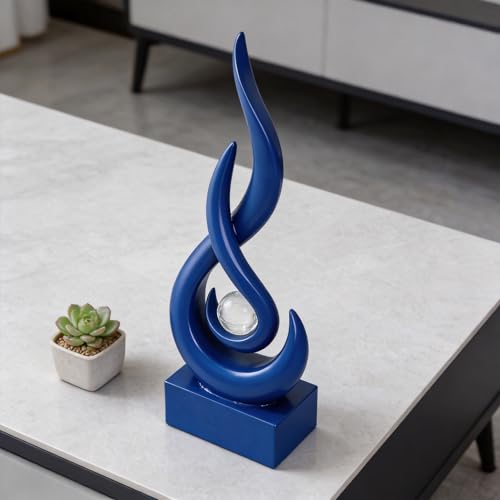 Modern Abstract Art Table Decoration,Resin Flame Statue Modern Centerpiece Ornaments for Living Room Great Gift Idea Home Decor,Collectibles (Pure Blue) - color: Pure Blue