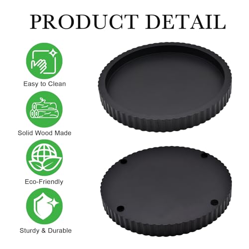 Modern Decorative Tray for Coffee Table, 11" Wooden Black Round Small Decor Tray for Candle, Perfume, Vanity, Kitchen Island Counter & Table Centerpiece - color: Black