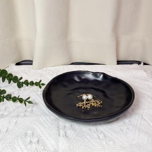 Key Bowl Black Key Dish for Hallways Small Trinket Dish Round Ring Bowl Decorative Jewelry Tray for Entryway Dresser Bathroom Decor