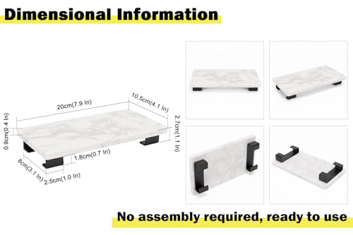 Bathroom Vanity Tray and White Marble Kitchen Soap Tray, Luxurious Small Accessory for Table/Countertop (Black-Rectangle, 8" x 4" x 1") - size: 8" x 4" x 1"