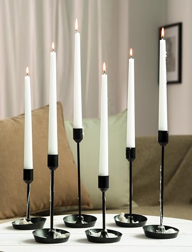 NUPTIO Black Candlestick Holders for Table: 6 Pcs Taper Candles Holders Bulk for Halloween - Tall Candle Stick Holder for Birthday Party Living Room Fireplace Centerpiece - color: Black, size: 6 pcs