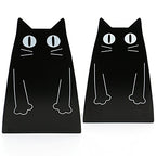 TOBSON Cute Cat Heavy Duty Bookend Nonskid Bookends Art Decoration,A Pairs(Black) - color: Black