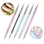 FULINJOY 5PCS Dual Tipped Nail Art Sculpture Pen & 5PCS Nail Dotting Pens with Liner Brushes - size: 5 Sculpture Pens + 5 Dotting/Liner Pens