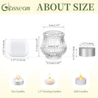 Glasseam Glass Tealight Candle Holder: Set of 24 Ribbed Clear Votive Candle Holders Bulk for Wedding Centerpiece Christmas Table Decorations Party