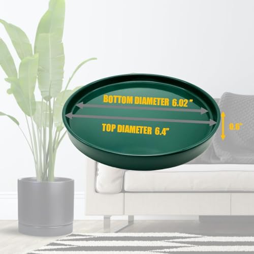 2 Pack Ceramic Plant Saucer Pot Tray 6 Inch, Planter Saucers 4 5 6 7 8 9 10 11 12 13 Inch for Indoors Outdoor, Durable Sturdy Flower Drainage drip Water Tray for Glazed Pots Base (6.4 Inch-Green) - color: Green, size: 6.4in 2pack