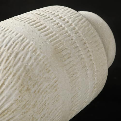 9" Pottery Vase with Sand-Grain Textured, Rustic Ceramic Vase for Mediterranean, Vintage & Farmhouse Style on Desktop Decor, Slender & Beige White - color: 9" Beige White