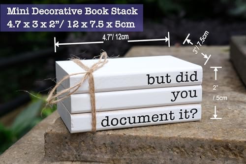 Funny Cute Office Desk Decor, Rustic Wooden Book Stack for Shelf Table Decoration - But Did You Document It Sign - color: But Did U