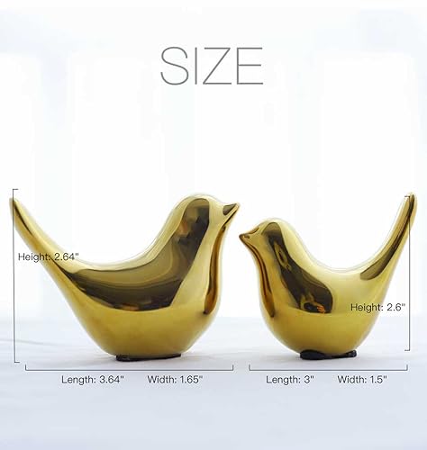 Set of 2 Gold Bird Sculptures, Gold Bird Decor,Bird Decorations,and Modern Fall Shelf Home Decor Accents for Living Room Shelves, Bookshelves, and Coffee Tables - color: Gold, size: S&M
