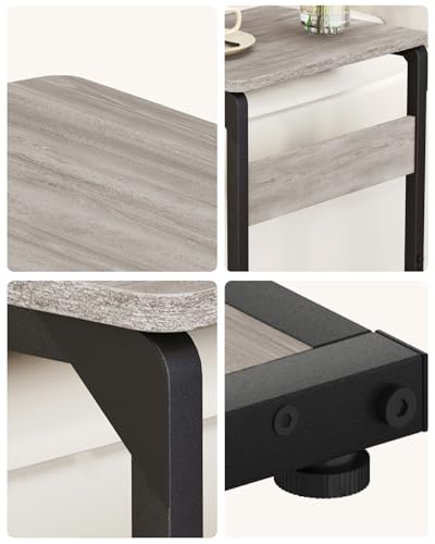 Small End Tables, Nightstand Set of 2, C Shaped Couch Side Table, Sofa TV Tray Table, Night Stand, Nightstands for Bedroom, Bedside, Living Room ET-YB-GYW2 - color: Greige