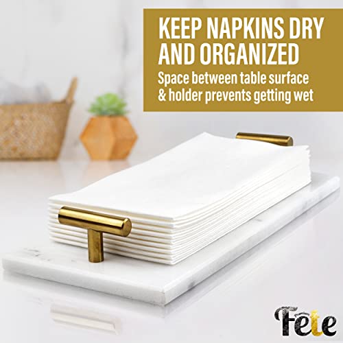 Guest Towel Holder Tray for Bathroom - White Marble-Tray - Napkin Holder for-Bathroom - Paper Hand Towel Holder. - color: White