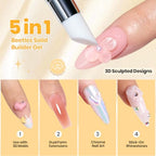 Beetles 3D Gel Nail Art & 3D Mold Pastel Playland-2 Pcs Clear Solid Builder Gels Non-Sticky Sculpting with Dual-Ended Sculpture Pen & 24 Pcs Dual Froms,Beginner Friendly DIY at Home,UV LED Lamp Needed - color: 0-2- 2 Pcs Clear Solid Builder Gels