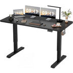 Furmax Electric Height Adjustable Standing Desk Large 63 x 24 Inches Sit Stand up Desk Home Office Computer Desk Memory Preset with T-Shaped Metal Bracket, Black - color: Black, size: 63 Inch