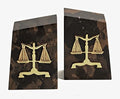 Scales of Justice Tiger Eye Marble BOOKENDS - Lawyer Gift - Legal Office Decor