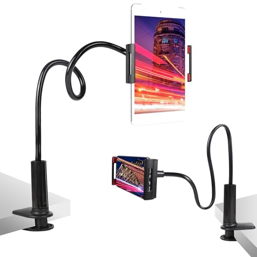 Selfdee Tablet Stand Holder for Bed, Gooseneck Adjustable Flexible Long Arm Tablets Mount Clamp Cell Phone Holder,Lazy Tablets Phone Stand,Compatible with 4-10 Inches Device