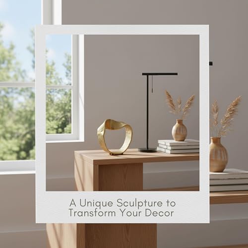 Decorative Sculpture Table Top – Twisted Ring Modern Coffee Table Decor, Aluminum Accent Piece for Coffee Tables, Shelves & Living Rooms – Elegant Indoor Home Decor – 10", Gold - size: 10"
