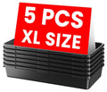 A-LuGei【X-Large Size【5 Pcs】 Tool Box Organizer Tray Divider【Single Size】 Black Plastic Desk Drawer Organizer Garage Organization for Wrench Plier Hammer Bit Socket Extension Screwdriver Bolt Hex key - size: 5pcs-XL Size