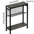 End Table Set of 2 for Small Space, 3-Tier Narrow Side Table with Magazine Holder,Slim Nightstand, Skinny Snack Couch Table in Living Room, Bedroom Study and Balcony (Grey) - color: Grey-2pcs