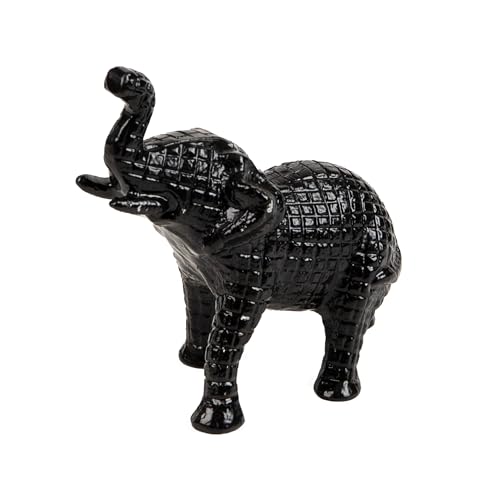 Mind Reader Lucky Wealth Elephant Figurine, Symbol of Fortune, Wealth, and Happiness, Decorative Sculpture, Cast Aluminum, Black - color: Decorative Elephant